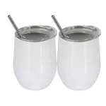 2PCS/SET Portable Stainless Steel Mug Wine Glass Beer Wine Cup Tumbler Sippy Cup with Lidstrawcleaning Brush Coffee Tea