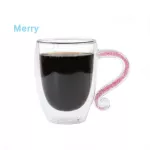 Crystal Glass Coffee Mugs Double Wall Insulation Tea Cup With Acrylic Rhinestones Filled Handgrip Personalized Customized