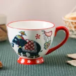Household Ceramic Cup Mug Breakfast Coffee Milk Bottle Creative Large-Capacity Hand-Painted Office Tea Cup Coffee Mugs