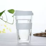 400ml Coffee Cup with Silicone Cover Thick Double Glass Travel Coffee Mug Travel Mug with Lid Modern