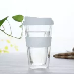 400ml Coffee Cup With Silicone Cover Thick Double Glass Travel Coffee Mug Travel Mug With Lid Modern