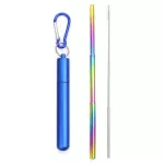 Telescopic Metal Drinking Straw Collapsible Reusable Portable Stainless Steel Straw With Case And Brush For Outdoor