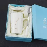 Oussirro 420ml Ceramic Coffee Mugs Constellation Theme Lucky With Box With Lid And Spoon For Friends