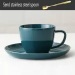 Nordic Ceramic Coffee Cup And Saucer Set Household Flower Tea Afternoon Tea Cup Saucer Milk Cup With Spoon Light Luxury