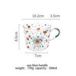Mdzf Sweethome 500ml Scale Glass Mug Breakfast Mlik Coffe Cup Household Couple Water Cup Sun Eye Pattern Drinkware