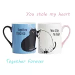 2PCS LUXURY KIS CAT CUPS COUPLE CARAMIC MUGS MARID COUPLESARY MORNING MILK COFFEE TEA BREAKFAST VALENTINES