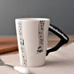 Novelty 250ml Ceramic Cup Piano Violin Guitar Mug Personality Music Note Milk Juice Lemon Mug Coffee Tea Cup With