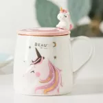 Unicorn Coffee Mug Cute Ceramic Cartoon Mug Novelty Print Porcelain Stirring Mug With 3d Unicorn Lid Animal Mug For S