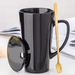 Ceramic 500ml Coffee Mug Creative Forest Star Art Pattern Cup Milk Mugs With Spoon Home Drinkware Lovers Wedding
