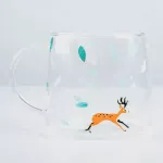 Japanese Sakura Glass Coffee Mug Cute Cat Deer Rabbit Tea 280ml Heat Resistant Glass Tea Cup Maid Coffee Cup Drinkware