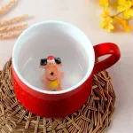 Mug Coffee Milk Breakfast Mug Snowman Ceramic Tea Cup Cartoon 3d Animal Cup Office Drinkware
