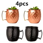 4 Pieces MUSCOW MULE COPPER MEGS METAL MUG CUP Stainless Steel Beer Wine Coffee Bar Tool