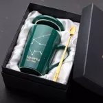 Package Constellation Ceramic Mug Lovers Coffee Mug Creative Coffee With Lid With Spoon Ceramic Coffee Cup Set