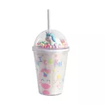 Portable Stylish Double Straw Unicorn Ice Cup Summer Cold Drink Coffee Water Cup Boy's Girl's Plastic Cups Novelty