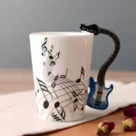 Geekhom Creative Music VILIN STYLE GUITAR CRAMIC MUG COFFEE TEA MILK STAVE CUPS HANDLE COFFEE MUG Novelty