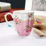 Europe Bone China Mugs Large Capacity 420ml Creative Flower Tea Cup Office Milk Coffee Mug Ceramic Home Drinkware