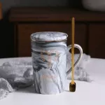 Eways Natural Marble 12 Constellation Ceramic Pink Zodiac Mug With Coffee Mugs Creative Personality Cup 400ml Lead-Free