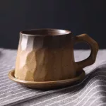 Japanese Retro Ceramic Coffee Cup And Saucer Set Creative Coffee Cup Afternoon Tea Office Mug Stoneware Coffee Drinkware Cup