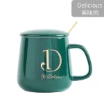 Green Ceramics MUG COFFEE CUP WITH LID SPOON MUGS BAR DRinkware Office Automatic Water Heater Cup Mating Coaster Set
