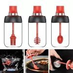 250ml Glass Seasoning Tank Kitchen Spice Bottles Pepper Spoon Seasoning Jars Oil Brush Honey Contain Storage Container