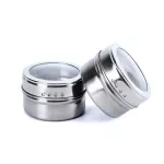 CLEAR LID Magnetic Spice Jar Set Stainless Steel Spice Sauce Storage Container Jars Kitchen Drop Shipping
