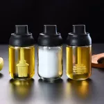 3 PURPOSE 250ml Pepper Cruet Oil Bottle Spoon Cover Moistureproof Honey Seasoning Bottle Condiment Jar Tank Kitchen Accessories