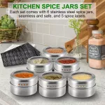 Kitchen Magnetic Spice Jar Set with Stickers Steel Spice Tins Spice Storage Container Pepper Seasoning Spray SPICE JAR