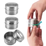 Kitchen Magnetic Spice Jar Set with Stickers Steel Spice Tins Spice Storage Container Pepper Seasoning Spray SPICE JAR