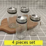 Steel Glass Cruet Condiment Spice Jars Set Salt Pepper Shakers Seasoning Sprayppping Rotating Stainless