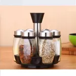 Steel Glass Cruet Condiment Spice Jars Set Salt Pepper Shakers Seasoning Sprayppping Rotating Stainless