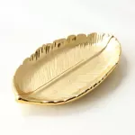 Decorative Gold Leaf Ceramic Plate Dish Porcelain Candy Trinket Jewelry Fruit Service Plate Crookiery Tableware