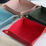 Desk Storage Tray Elegant PU Leather Desk Organizer Tay Key Storage Nordic Home Jewelry Lipstick Storage Box
