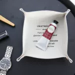 Desk Storage Tray Elegant PU Leather Desk Organizer Tay Key Storage Nordic Home Jewelry Lipstick Storage Box