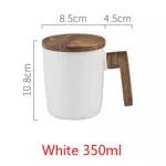 Package Wooden Handle With Cover Coffee Cup Lovers Coffee Mugs Ceramic Coffee Mug Cup Wooden Coffee Cup