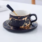 Nordic Style Marble Mug Matte Gold Series Ceramic Tea Cups Luxurious Vintage Bar Valentine's Day Present Wedding Party