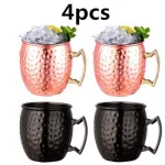 4 Pieces Moscow Mule Copper Metal Mug Cup Stainless Steel Beer Wine Coffee Cup Bar Tool