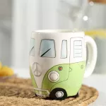Creative Hand Painted Double Bus Retro Ceramic Cup Coffee Milk Tea Cup Beverage