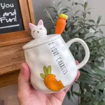 Cartoon Radish Rabbit Lid Ceramic Cute Radish Spoon Water Cup Mug Cup Cup Cup Cup Cup Cup Cup