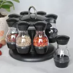 Rotating Cruet Condiment Seasoning Jars SPIPRES PEPPER SPRAYS BOTTLES SALT SHAKERS HLDER KITCHCHEN STORAGE RACK Organizer