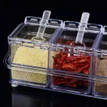 4PCS/Set Seasoning Boxkitchen Organizer Storage Boxes Spices Seasoning Jar Transparent Sugar Salt Bottle Kitchen Accessories