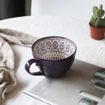 Ins Defect Retro Creative Nordic Embossed Personality Ceramic Mug Dessert Cereal Breakfast Milk Coffee Cup Mug