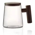 Heat-Resistant Creative Borosilicate Glass Tea Mugs Transparent Tea Cup with Filter Wooden Lid Cover Beech Handle for Water Milk