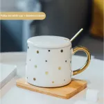 Luxury Ceramic Geometric Plaid Polka Dot Pattern Coffee Mug Gold Breakfast Milk Water Cup Drinkware Couple Creative S