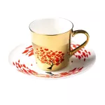 Mirror Coffee Mugs Specular Love Tree Ceramic Tea Cups with Spoon Creative Coffeeware
