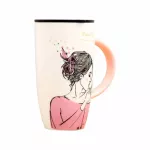 600ml Design Beauty Pattern Ceramic Mug With Lid Capacity Mugs Drinkware Coffee Tea Cups Novelty S Milk Cup