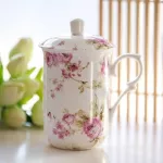 Oussirro Bone China Mugs with Creative Ce rate Milk Coffee Mug Cup Elegant Wedding