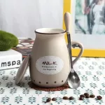 Colorful Tea Ceramic Mugs with Lid Spoon Coffee Tea Porcelain Cups Home Office Breakfast Milk Cup