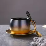 Sdgrp Modern Coffee Mugs Luxury Matte Black Gold Marble Ceramic Mug Cafe Coffe Cup Saucer Tumbler Creativas Couple Milk Tea Cups