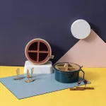 Round Four Grid Seasoning Container Box Spice Jars With Lid Salt And Pepper Shakers Spice Tins Rack Kitchen Canister Sets