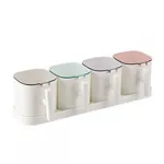 CLEAR SEASONING RACK SPICE POTS 3/4 Piece Seasoning Box Set Seasoning Continers Spice Jar with Lids and Spoon
